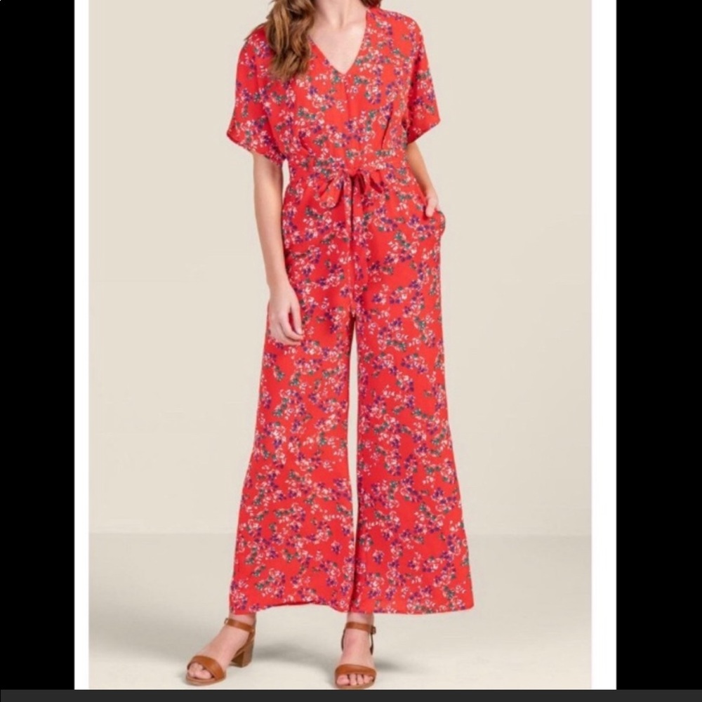 Francesca’s red jumpsuit